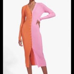 STAUD Shoko Colorblock Sweater Dress Midi Dress